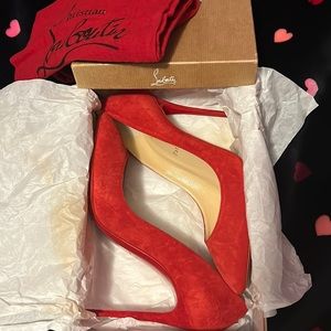 Christian Louboutin Eloise 100mm Red Suede Pumps
